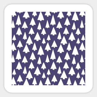 Silhouettes of white Christmas trees on dark blue Sticker